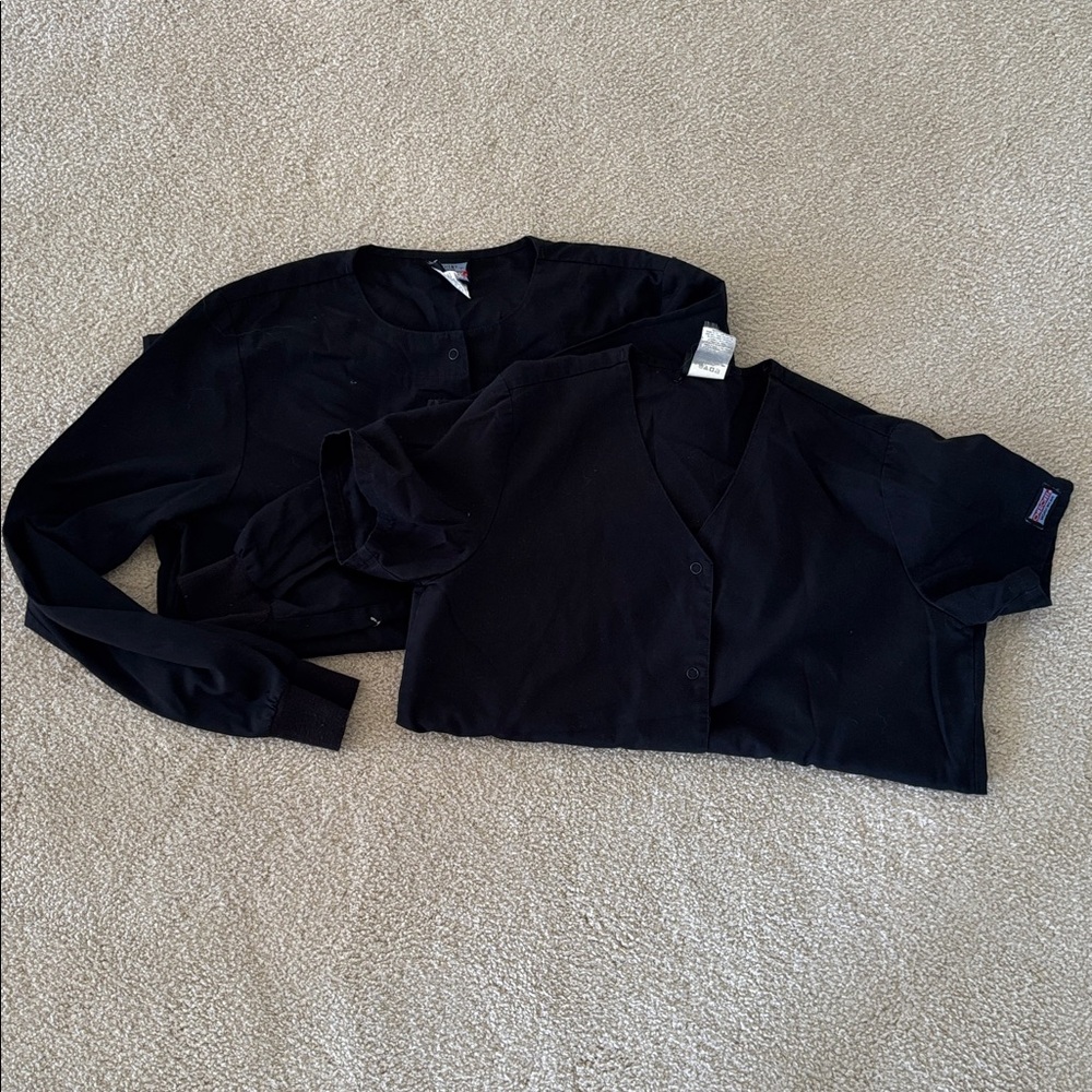 Set of 2 Cherokee Workwear Black Button Ups